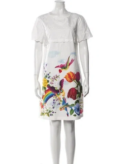 Pre-owned Weekend Max Mara Floral Print Knee-length Dress In White