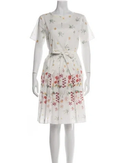 Pre-owned Weekend Max Mara Floral Print Knee-length Dress In White