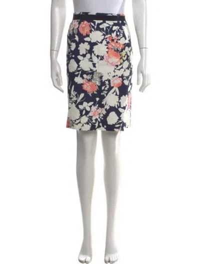 Pre-owned Weekend Max Mara Floral Print Knee-length Skirt In Blue