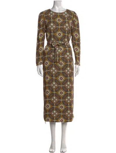 Pre-owned Weekend Max Mara Floral Print Long Dress In Brown