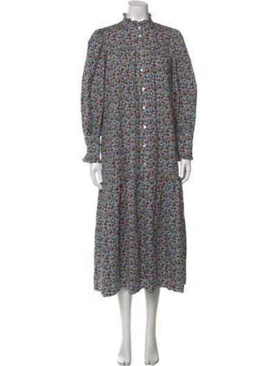 Pre-owned Weekend Max Mara Floral Print Long Dress In Neutral