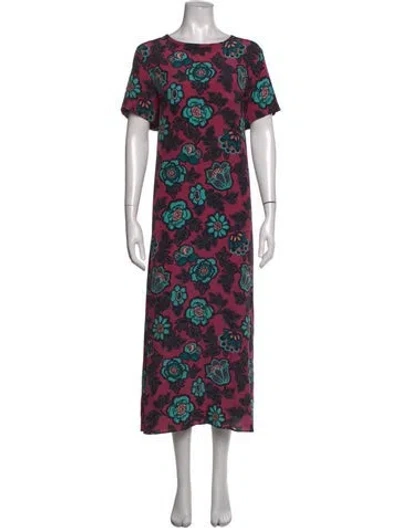 Pre-owned Weekend Max Mara Floral Print Long Dress In Pink