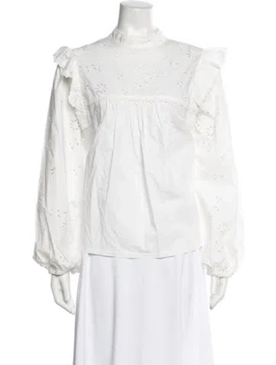 Pre-owned Weekend Max Mara Floral Print Long Sleeve Blouse W/ Tags In White
