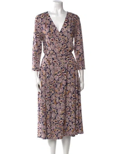 Pre-owned Weekend Max Mara Floral Print Midi Length Dress In Blue