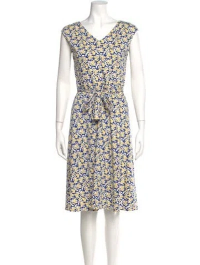 Pre-owned Weekend Max Mara Floral Print Midi Length Dress In Blue