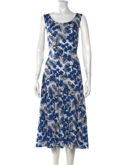 Pre-owned Weekend Max Mara Floral Print Midi Length Dress In Blue