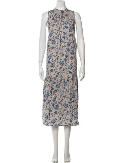 Pre-owned Weekend Max Mara Floral Print Midi Length Dress In Blue