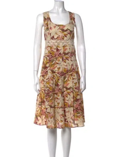 Pre-owned Weekend Max Mara Floral Print Midi Length Dress In Neutral