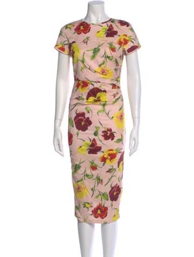 Pre-owned Weekend Max Mara Floral Print Midi Length Dress In Pink