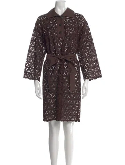 Pre-owned Weekend Max Mara Floral Print Midi Length Dress W/ Tags In Brown