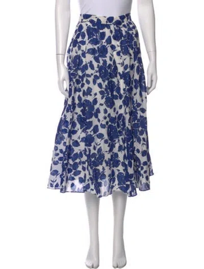Pre-owned Weekend Max Mara Floral Print Midi Length Skirt In Blue