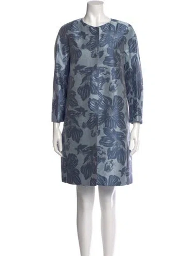 Pre-owned Weekend Max Mara Floral Print Mini Dress In Blue