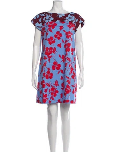 Pre-owned Weekend Max Mara Floral Print Mini Dress In Blue