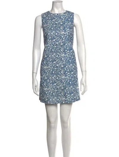 Pre-owned Weekend Max Mara Floral Print Mini Dress In Blue