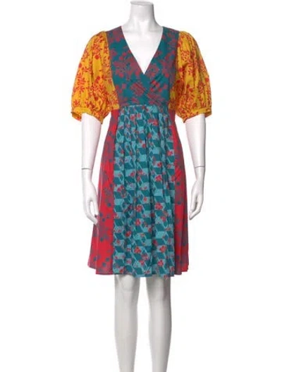 Pre-owned Weekend Max Mara Floral Print Mini Dress In Blue/yellow