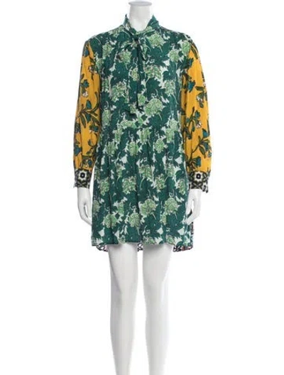 Pre-owned Weekend Max Mara Floral Print Mini Dress In Green