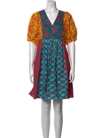Pre-owned Weekend Max Mara Floral Print Mini Dress W/ Tags In Blue/yellow