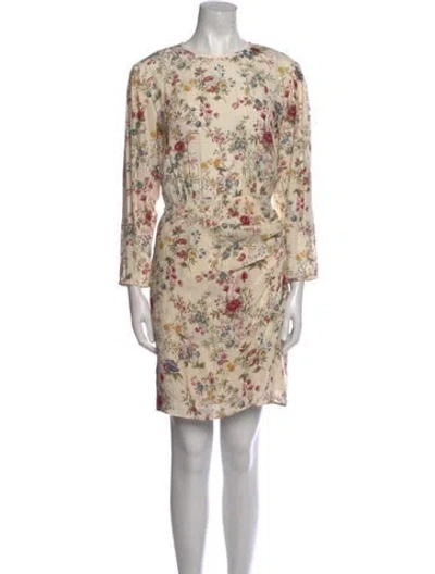 Pre-owned Weekend Max Mara Floral Print Mini Dress W/ Tags In Neutral