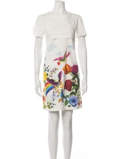Pre-owned Weekend Max Mara Floral Print Mini Dress In White
