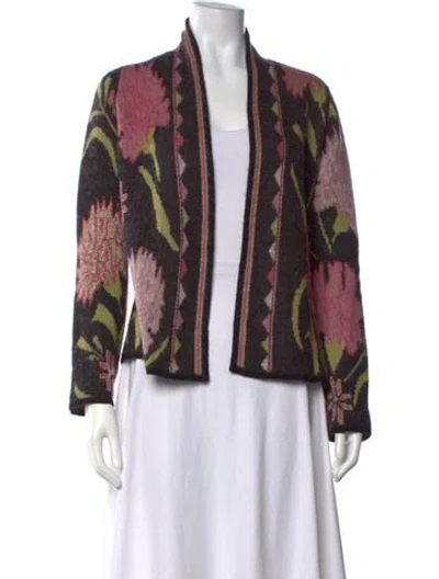 Pre-owned Weekend Max Mara Floral Print Open Front Sweater In Multicolor