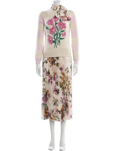 Pre-owned Weekend Max Mara Floral Print Pleated Accents Skirt Set In Pink
