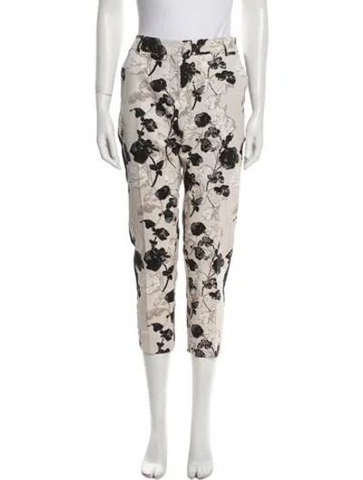 Pre-owned Weekend Max Mara Floral Print Skinny Leg Pants In White
