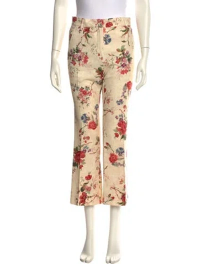 Pre-owned Weekend Max Mara Floral Print Straight Leg Pants In Multi
