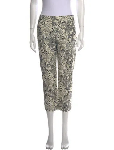 Pre-owned Weekend Max Mara Floral Print Straight Leg Pants In Neutral