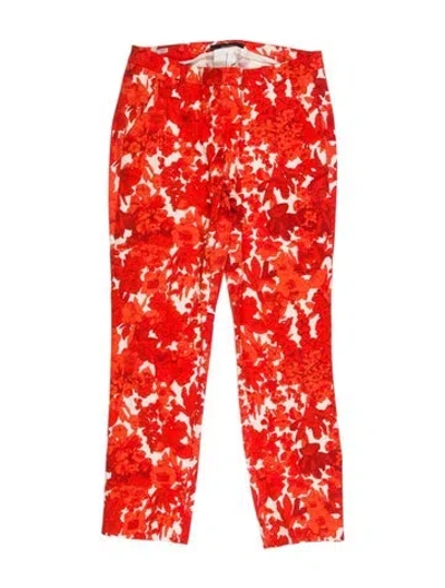 Pre-owned Weekend Max Mara Floral Print Straight Leg Pants In Orange