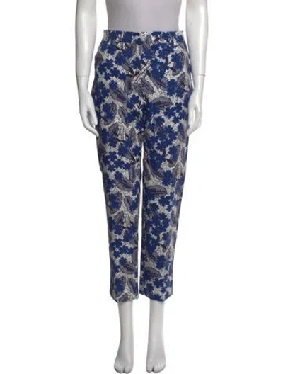 Pre-owned Weekend Max Mara Floral Print Straight Leg Pants W/ Tags In Black