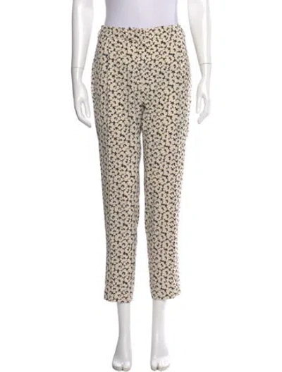 Pre-owned Weekend Max Mara Floral Print Straight Leg Pants In White