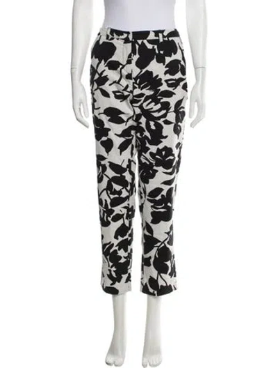 Pre-owned Weekend Max Mara Floral Print Straight Leg Pants In White