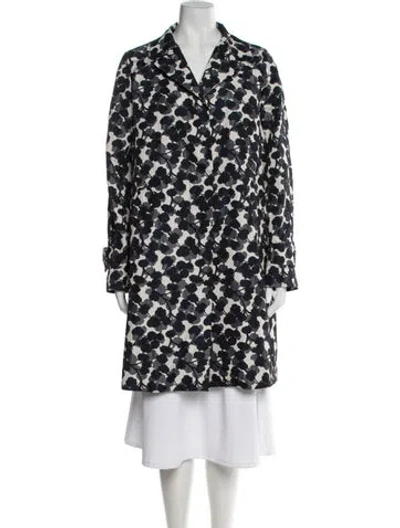 Pre-owned Weekend Max Mara Floral Print Trench Coat In Blue