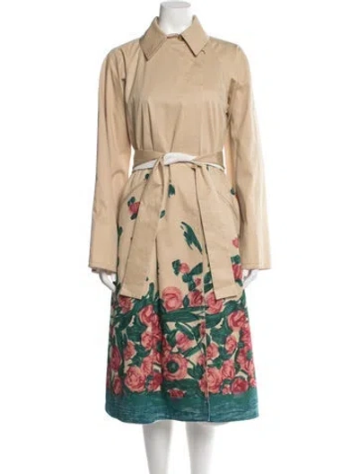 Pre-owned Weekend Max Mara Floral Print Trench Coat W/ Tags In Neutral