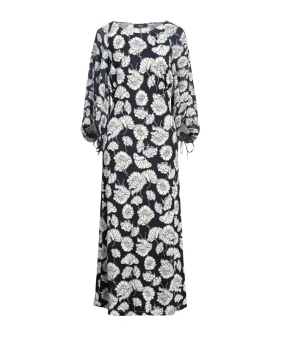 Weekend Max Mara Floral Print Trumpet Dress In Black