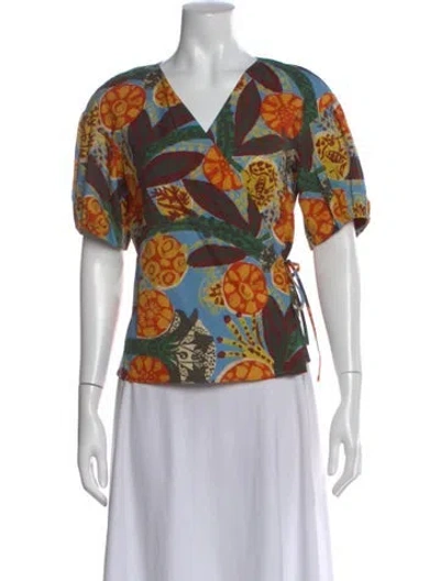 Pre-owned Weekend Max Mara Floral Print V-neck Blouse In Neutral