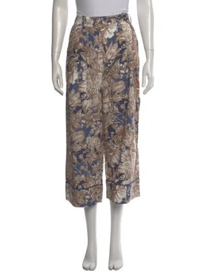 Pre-owned Weekend Max Mara Floral Print Wide Leg Pants In Blue
