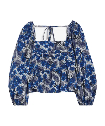 Weekend Max Mara Floral Printed Blouse In Blue