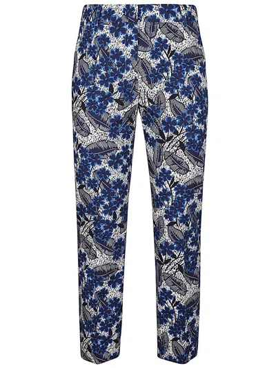 Weekend Max Mara Floral Printed Cropped Trousers In Blue