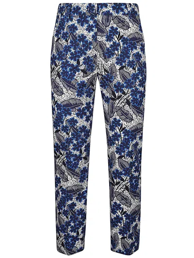 Weekend Max Mara Floral Printed Cropped Trousers In Bluette