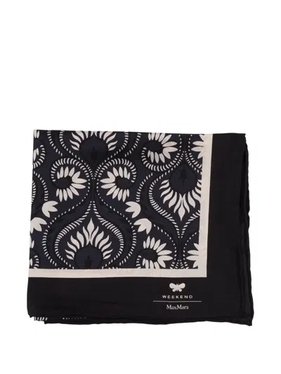 Weekend Max Mara Floral Stole Foulard Mantella In Black