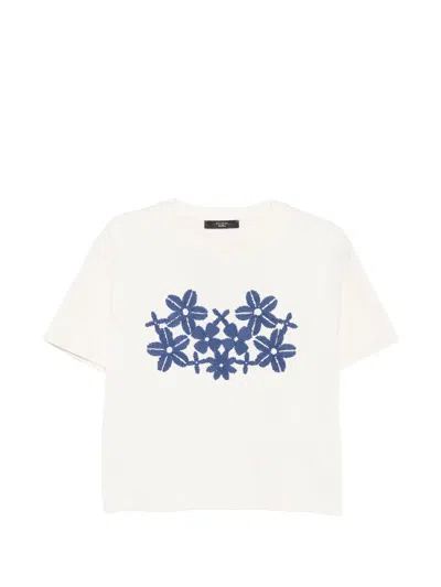 Weekend Max Mara Floral-embroidered T-shirt In White