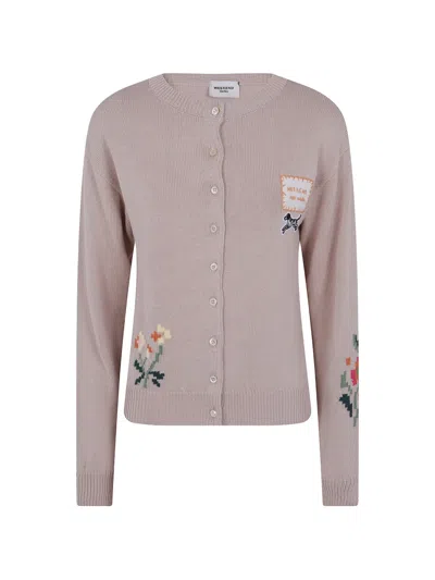 Weekend Max Mara Floral-intarsia Embroidered Cardigan In Pink