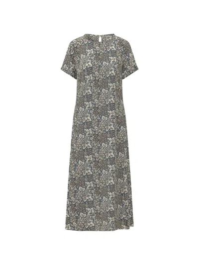 Weekend Max Mara Floral-print Midi Dress In Gray