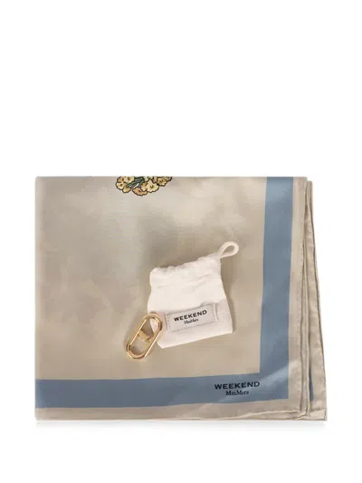 Weekend Max Mara Floral-print Silk Scarf In Neutral