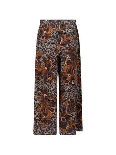 Weekend Max Mara Floral-print Trousers In Brown
