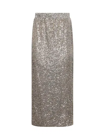 Weekend Max Mara Floride Sequin Embellished Skirt In Silver