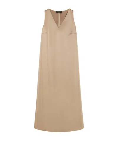 Weekend Max Mara Flowing Satin Dress In Brown