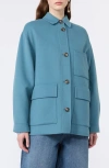 Weekend Max Mara Folk Virgin Wool Blend Short Coat In Blue