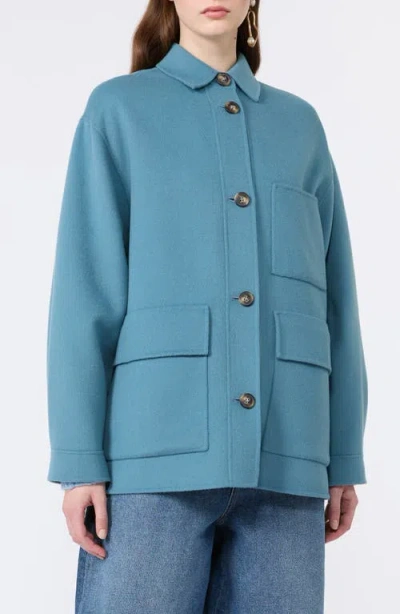 Weekend Max Mara Folk Virgin Wool Blend Short Coat In Blue